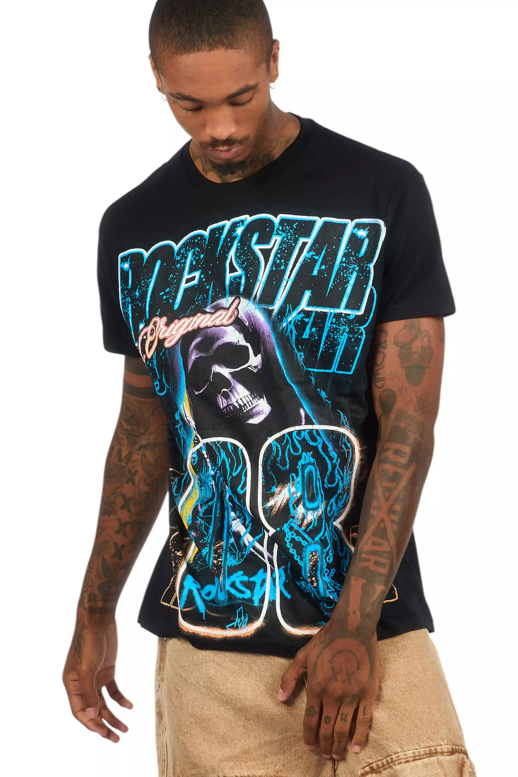 Kruz Black/Blue Oversized Graphic T-Shirt