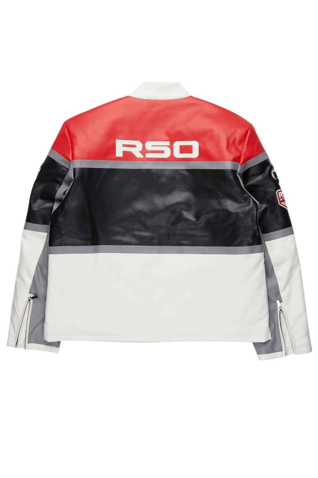 Balint Red/White Leather Moto Jacket