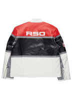 Balint Red/White Leather Moto Jacket