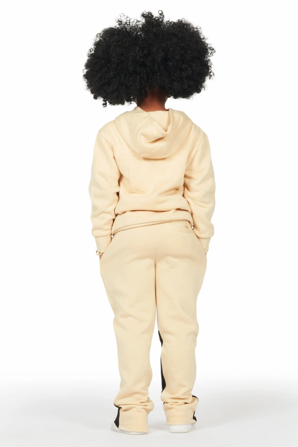 Girls Harlow Beige Hoodie Stacked Flare Track Set