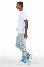 Quentin White/Blue T-Shirt/Stacked Flare Jean Set