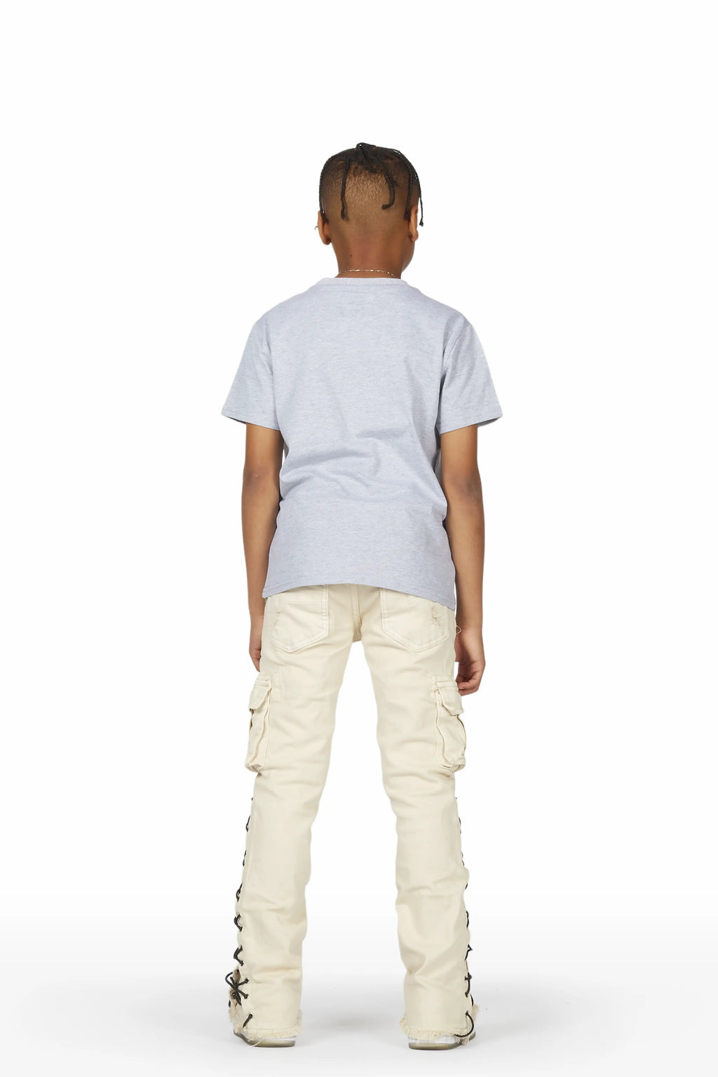 Boys Sylo Beige Stacked Flare Jean
