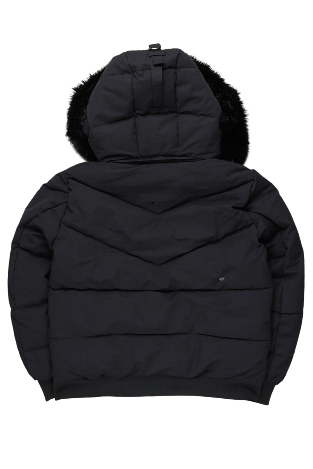 Langston Black Puffer Jacket with Fur Hood