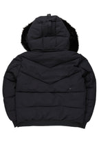 Langston Black Puffer Jacket with Fur Hood