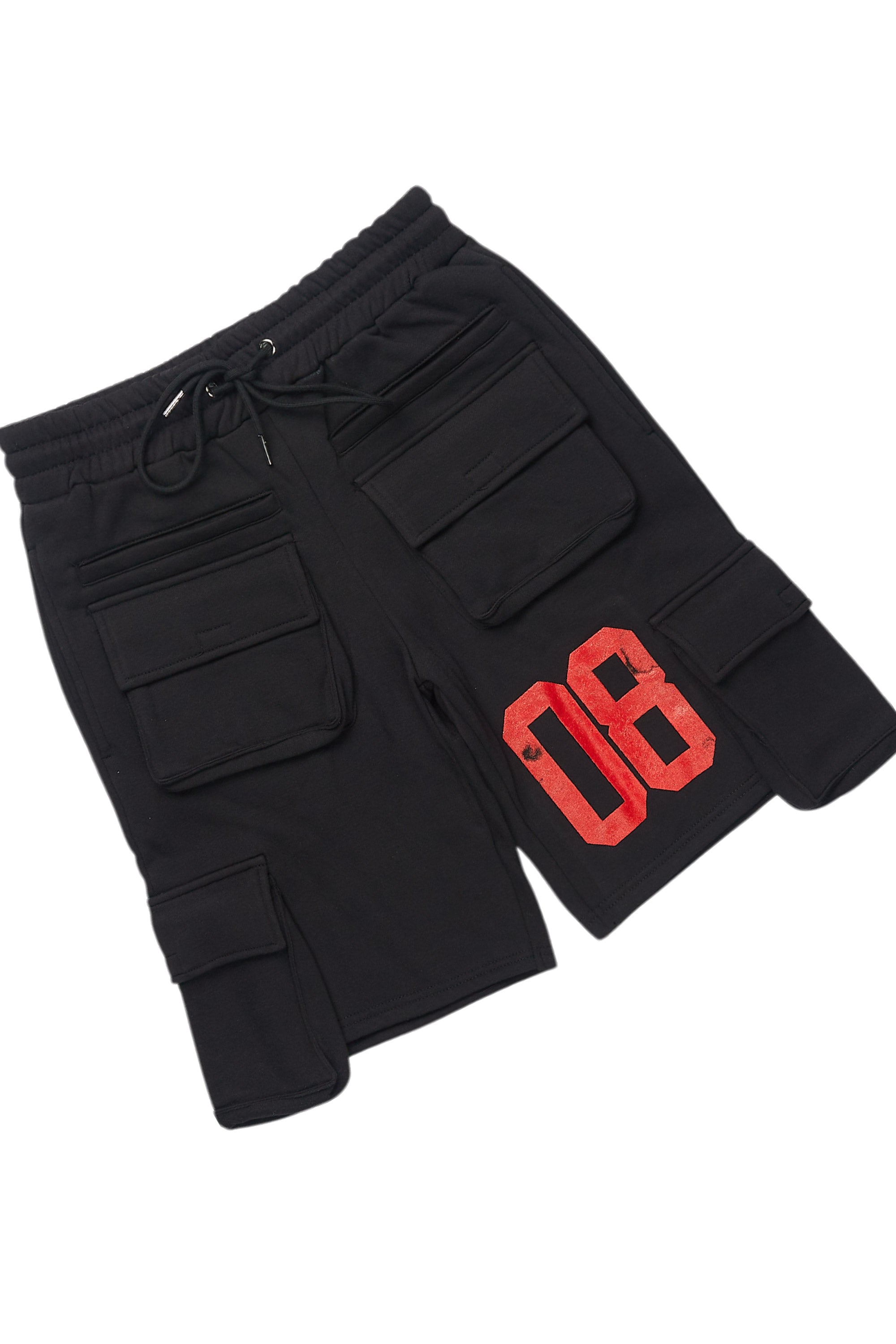 Grill Black/Red Cargo Short Set
