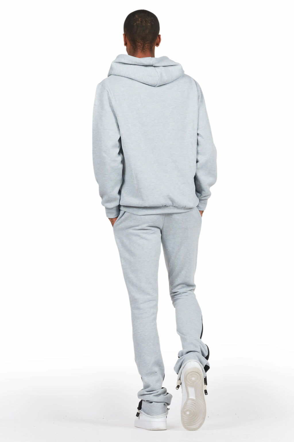 Basic Heather Grey Hoodie/Stacked Flare Track Set