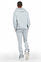 Basic Heather Grey Hoodie/Stacked Flare Track Set