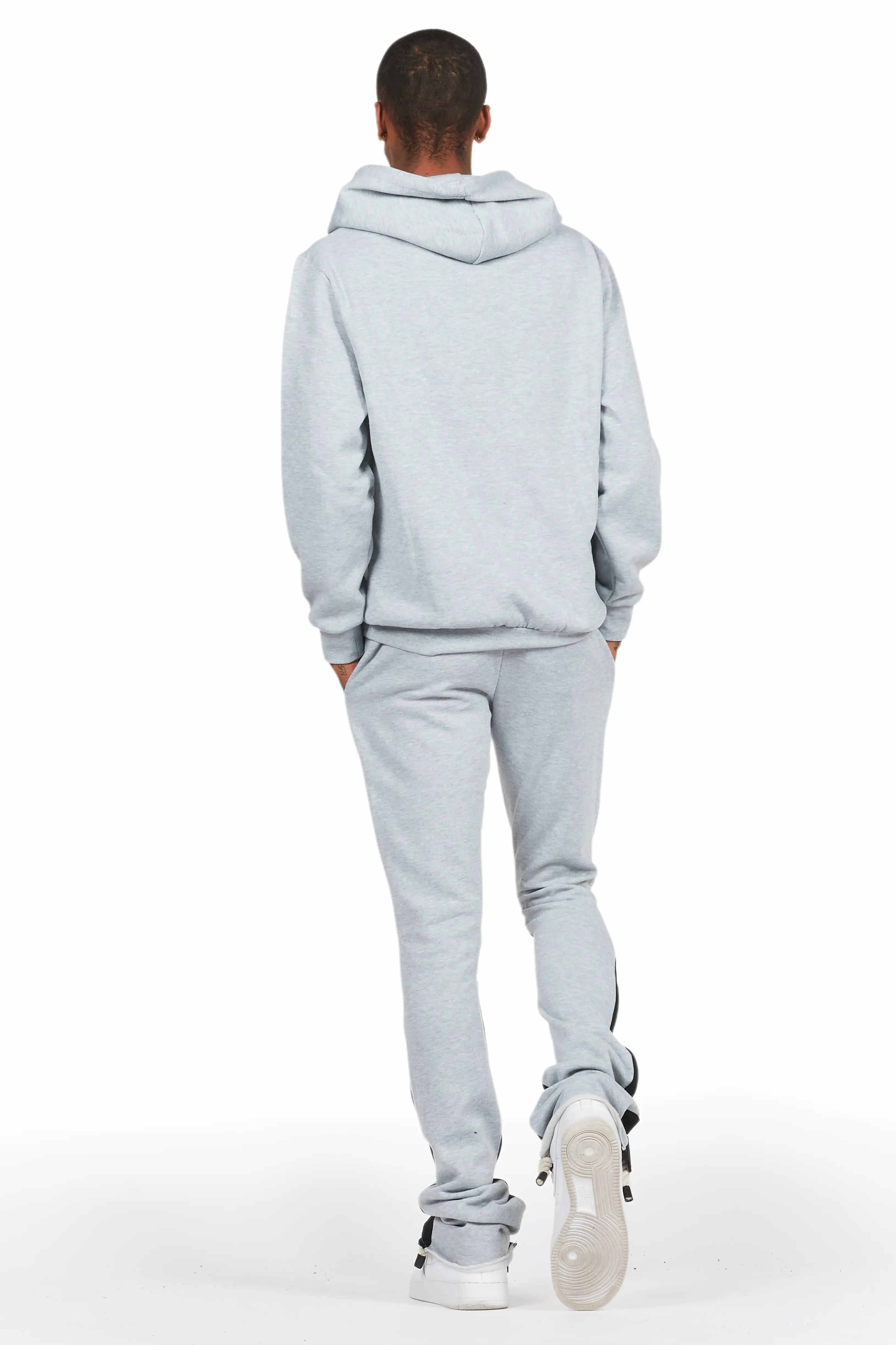 Basic Heather Grey Hoodie/Stacked Flare Track Set