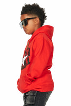 Boys Ezra Red Graphic Hoodie