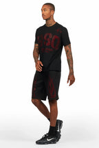 Bellamy Black/Red Rhinestone Tee Short Set