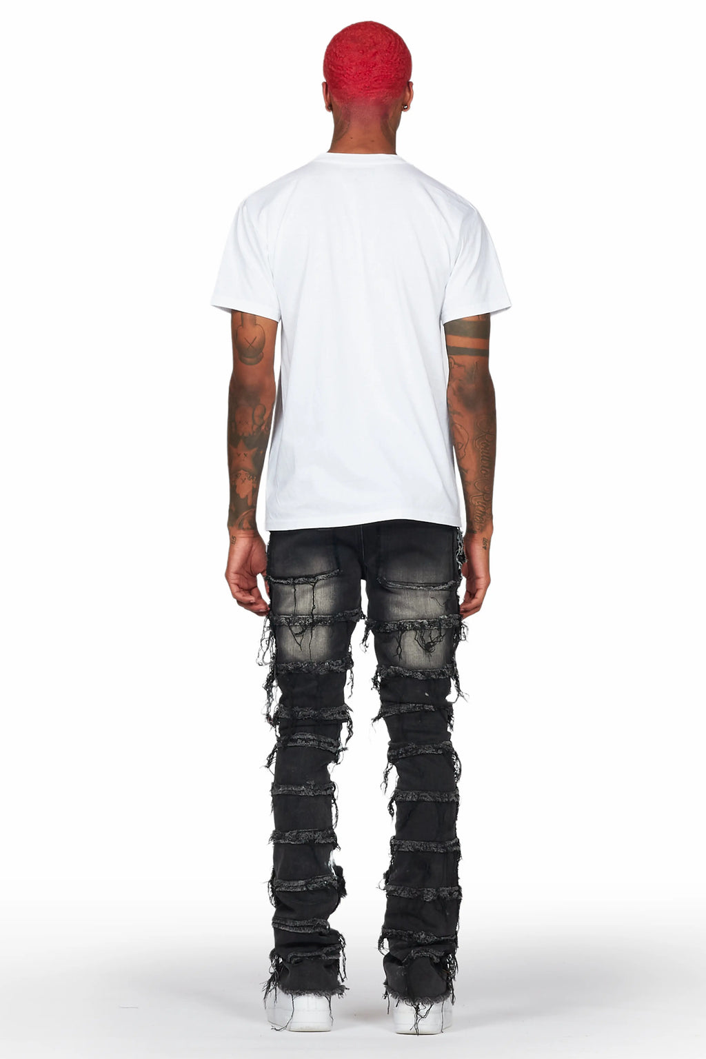 Falan Black Painter Stacked Flare Jean