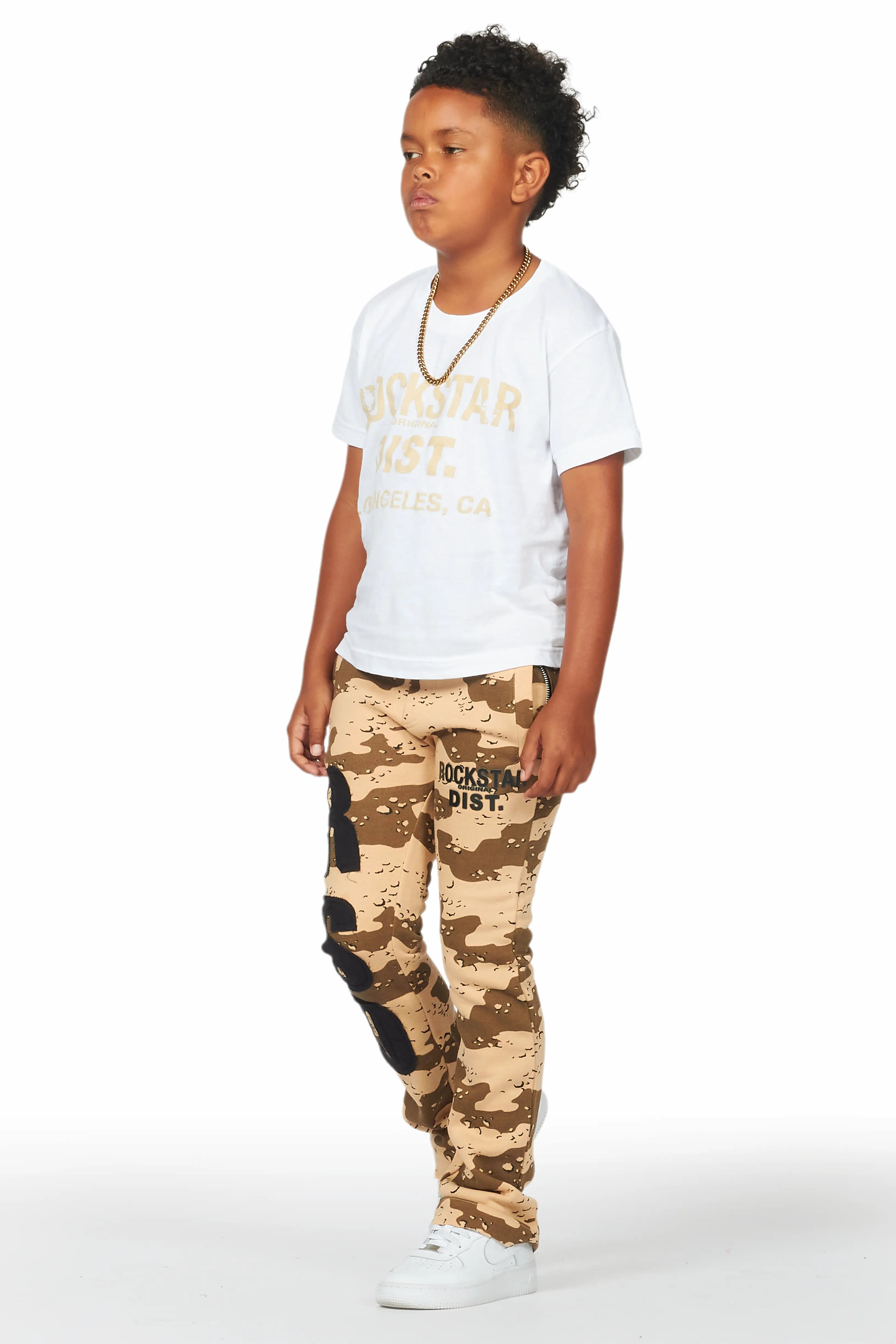 Boys Bansi Desert Camo Stacked Trackpant