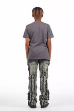 Boys Frey Black Stacked Flare Jean