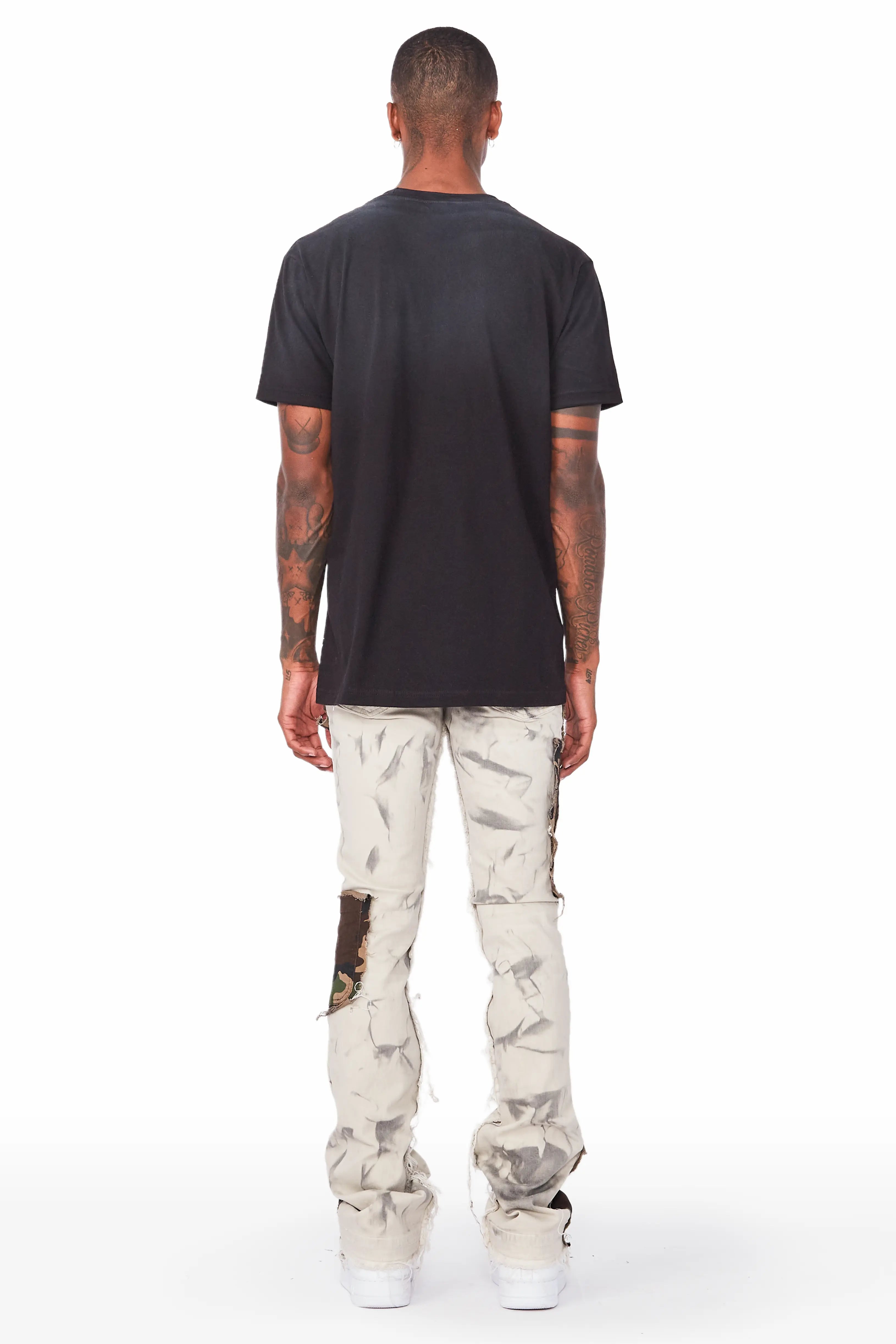 Chad Beige/Camo Patchwork Stacked Jean