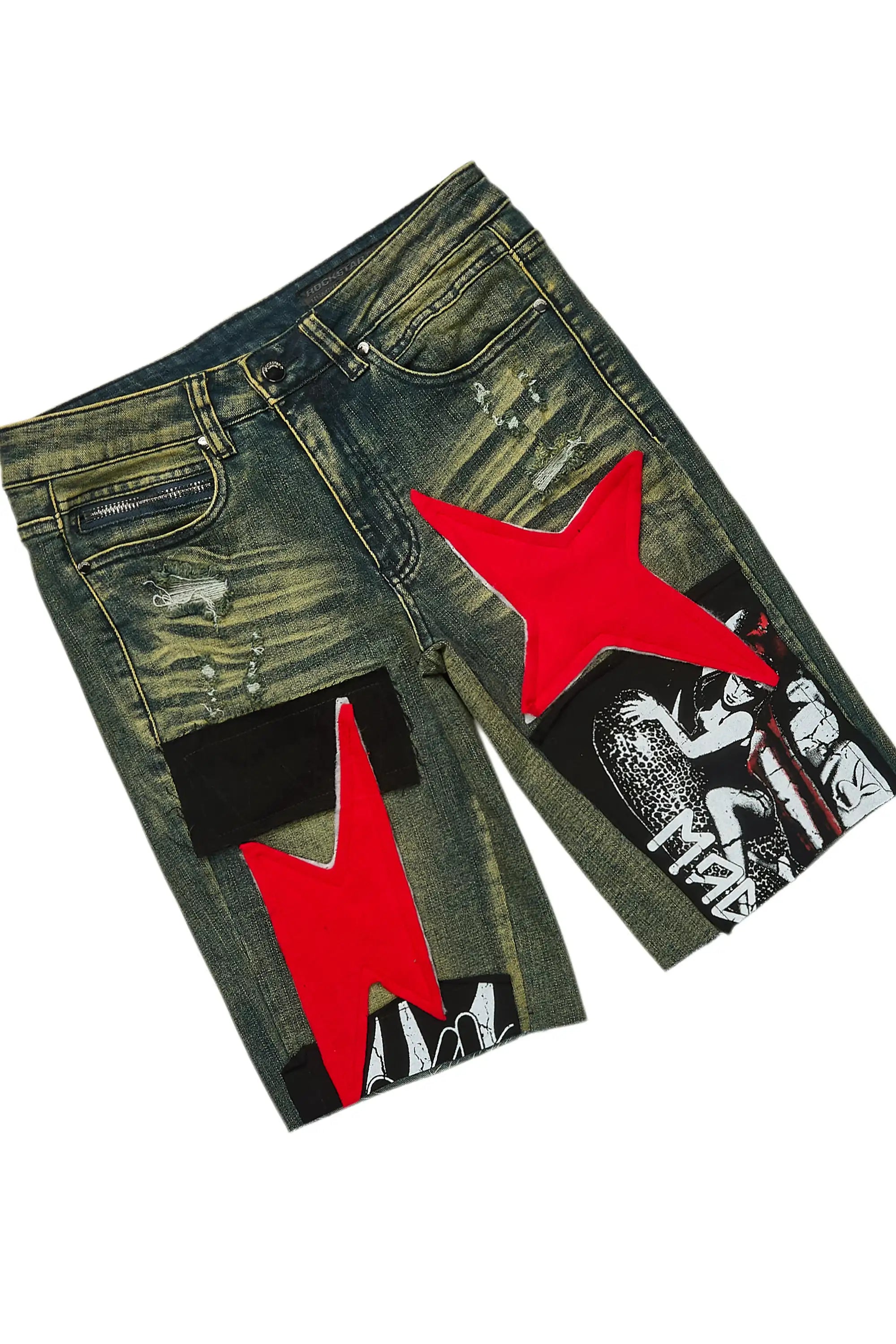 Grill Heather Grey/Red T-Shirt/Denim Short Set