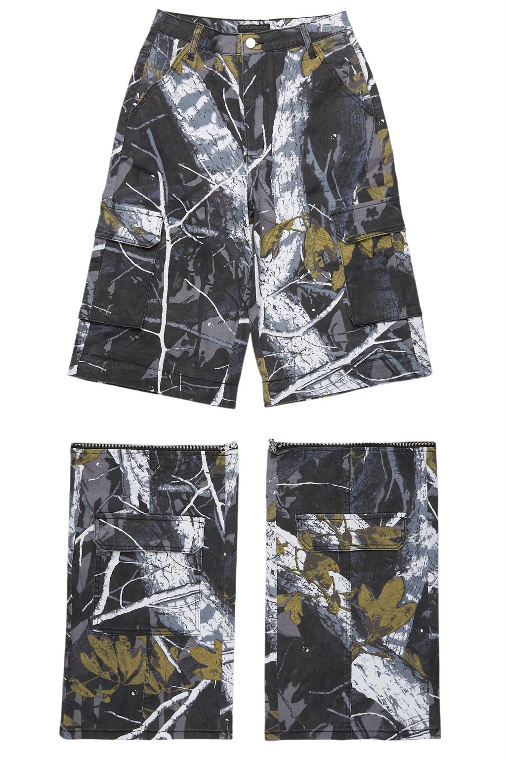 Precious Black Tree Camo Baggy Stacked Jean