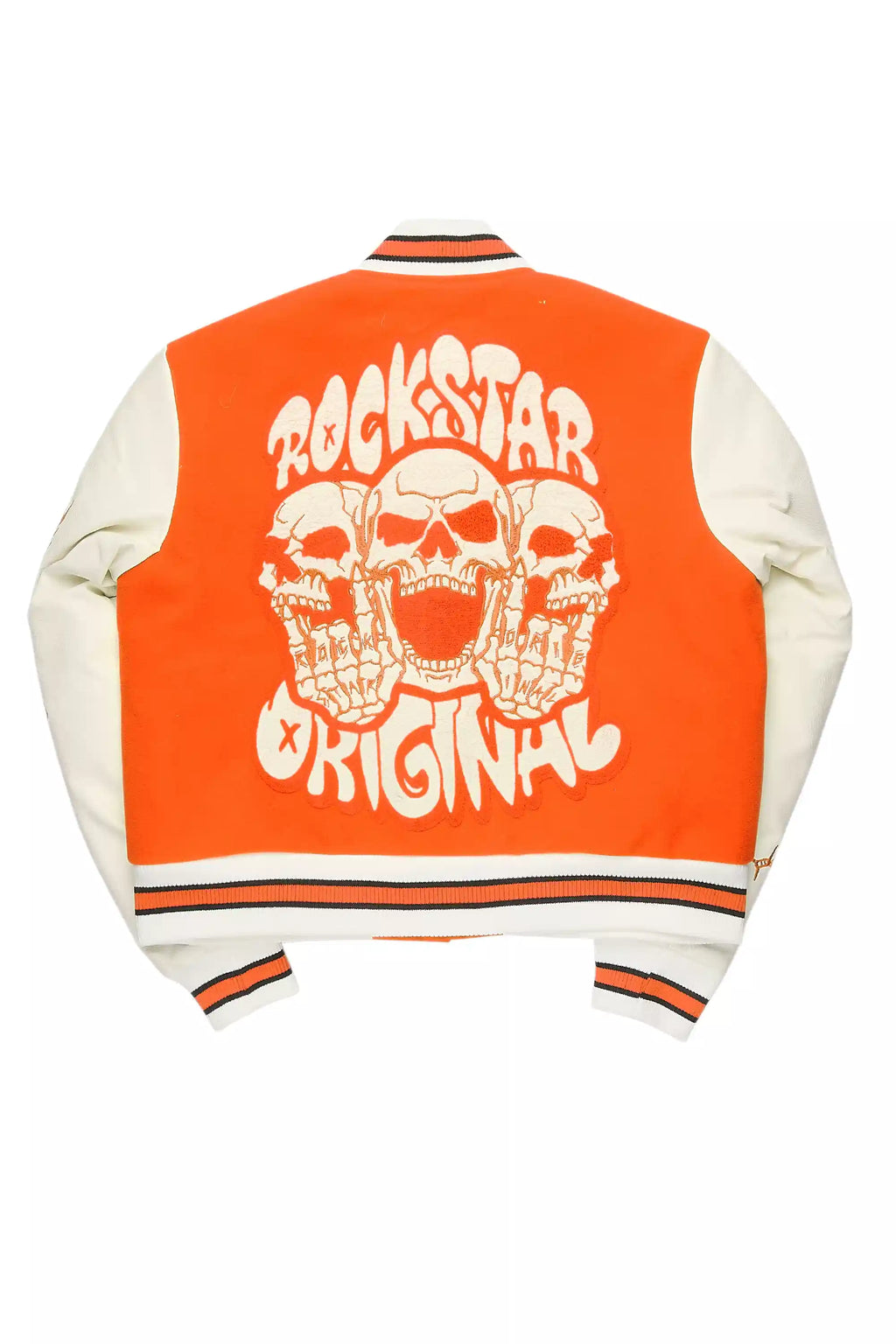 Sharray Orange Oversized Varsity Jacket