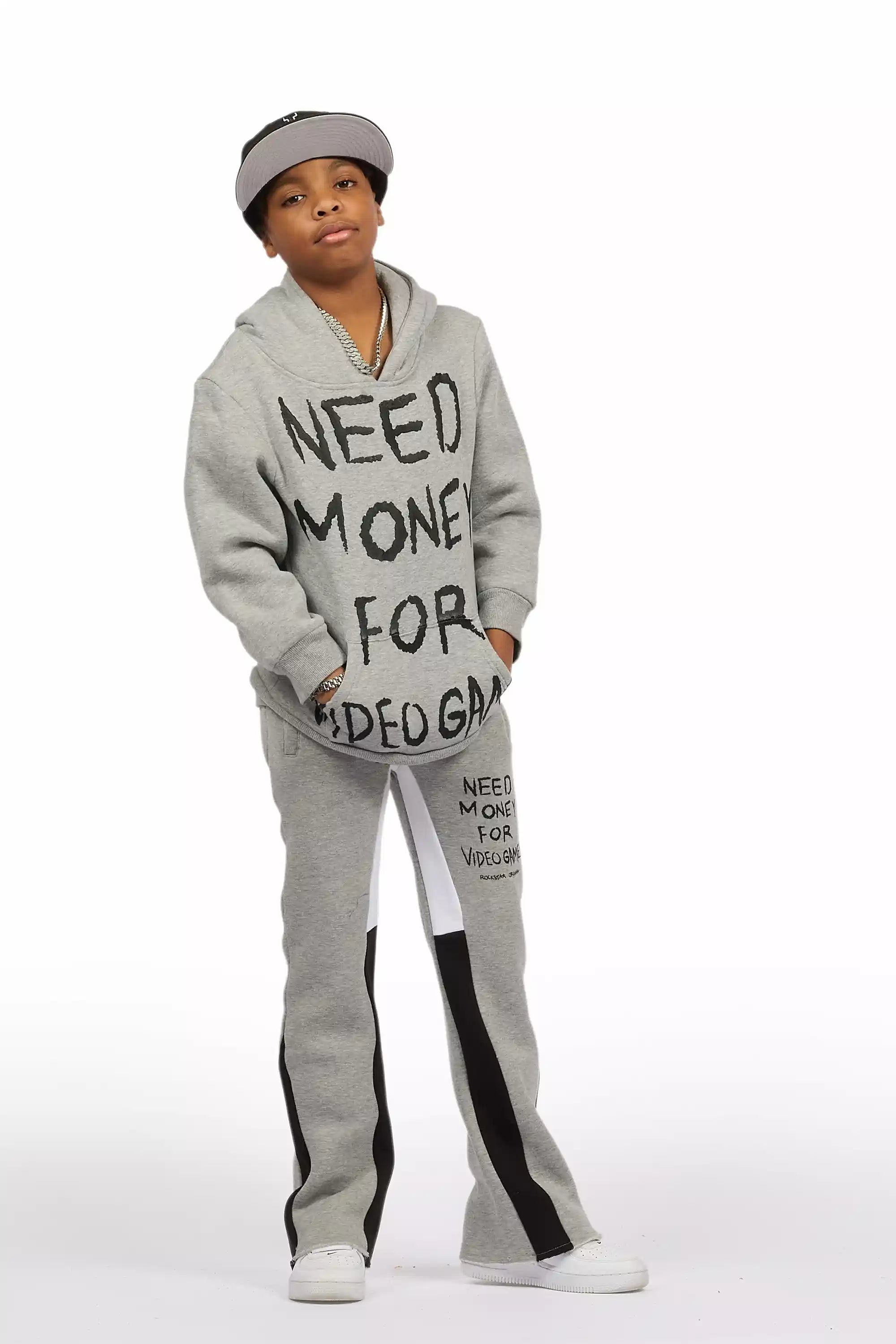 Boys M4 Video Games Grey/Black Stacked Flare Track Set