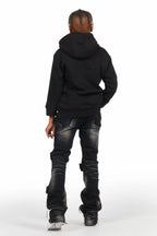 Boys Petrus Black Stacked Flare Jean