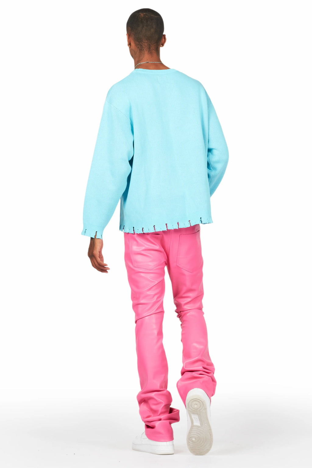 Barossa Hot Pink PU Cargo Stacked Flare Jean