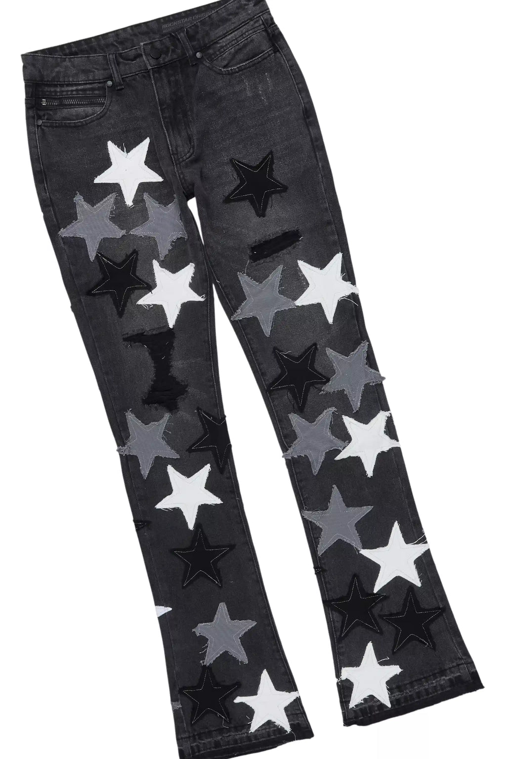 Starlane Jet Black Denim Jacket/Stacked Flare Jean Set