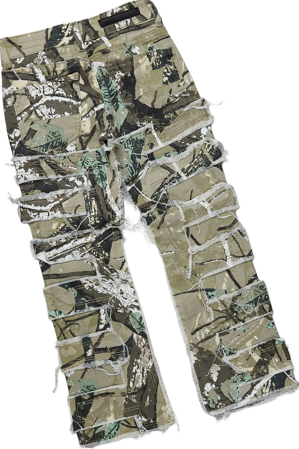 Boys Kyaire Grey/Tree Camo T-Shirt/Stacked Flare Jean Set