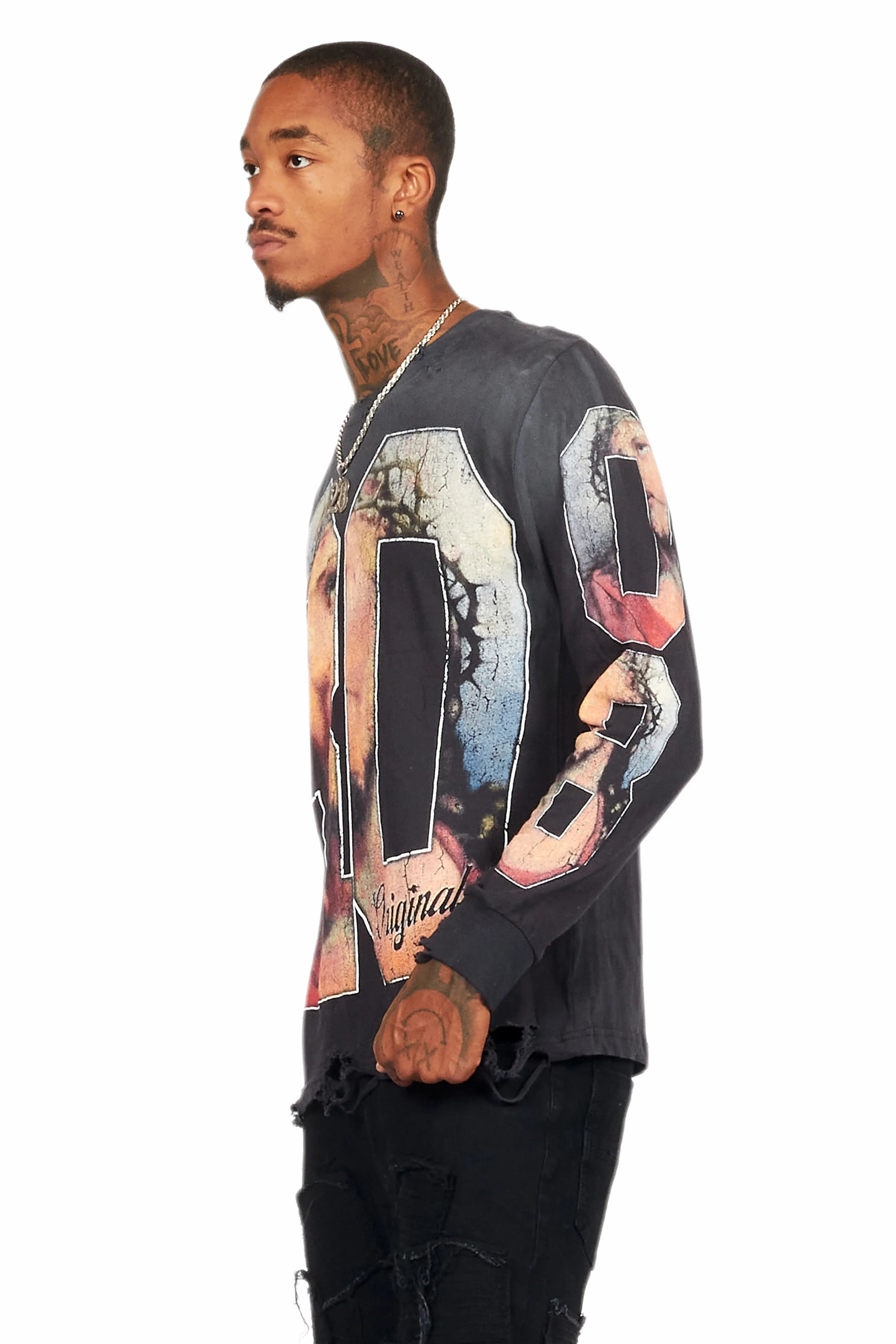 Lainer Black Long Sleeve Graphic T-Shirt