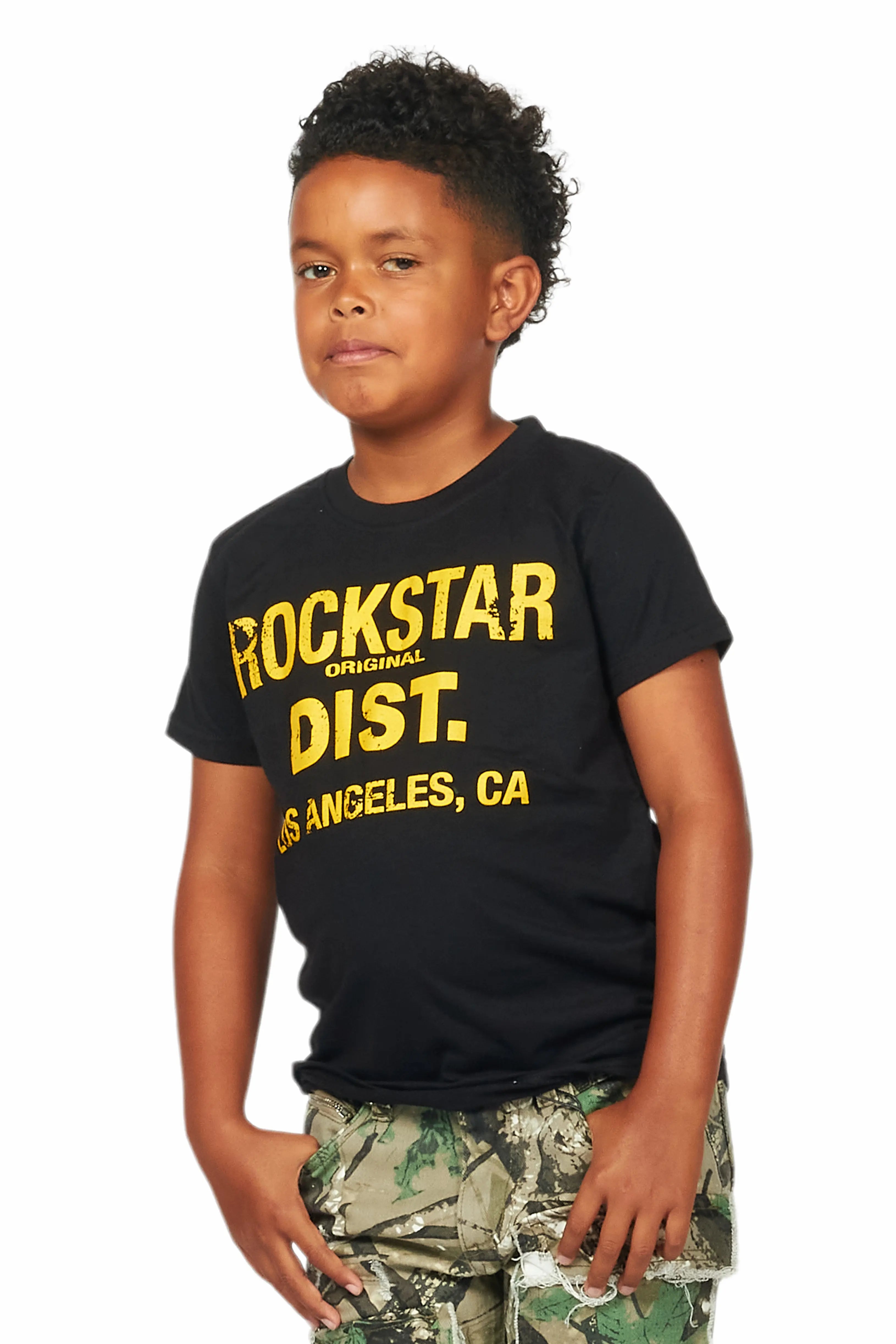 Boys Koen Black/Yellow Graphic T-Shirt