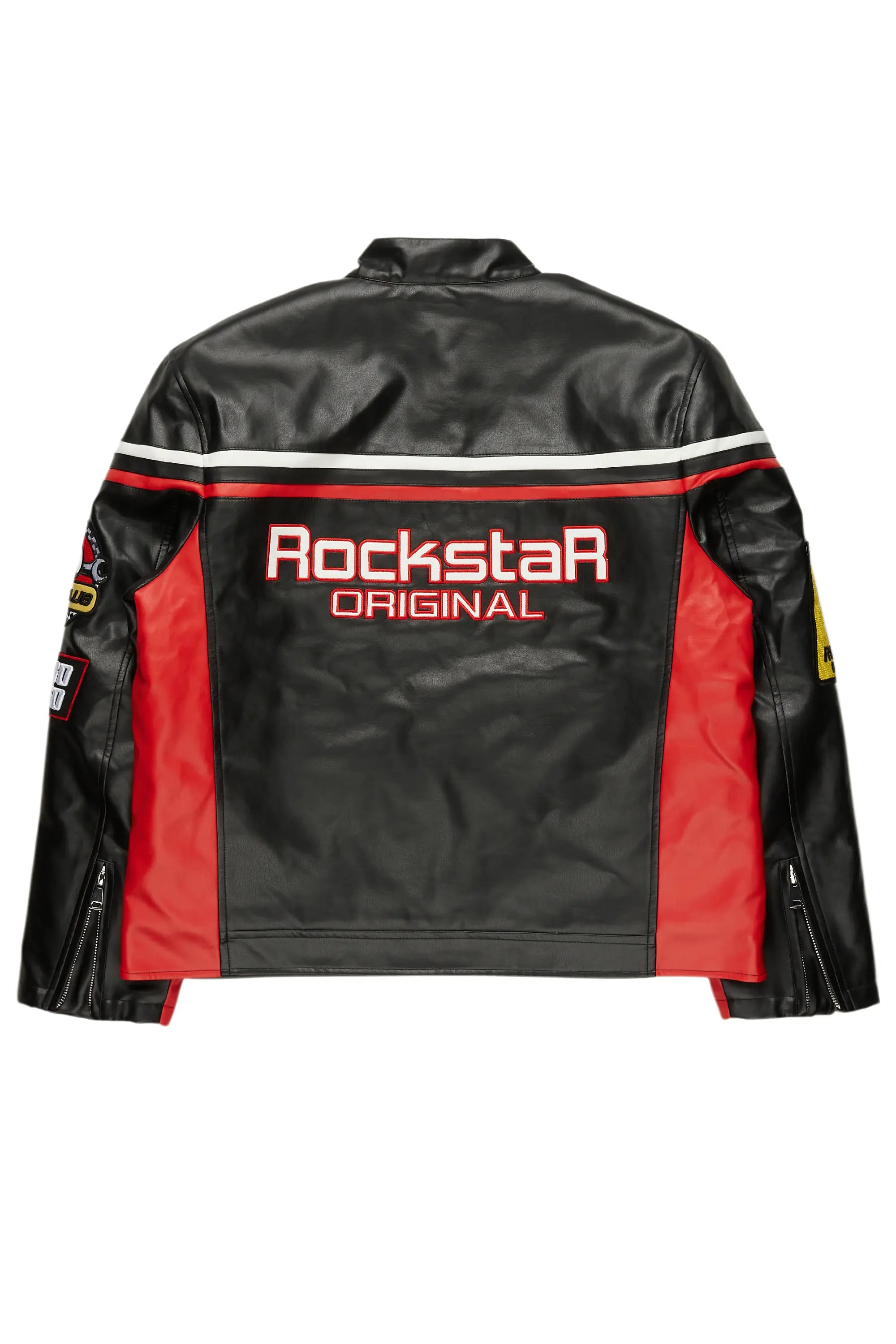 Roch Black/White Leather Moto Jacket