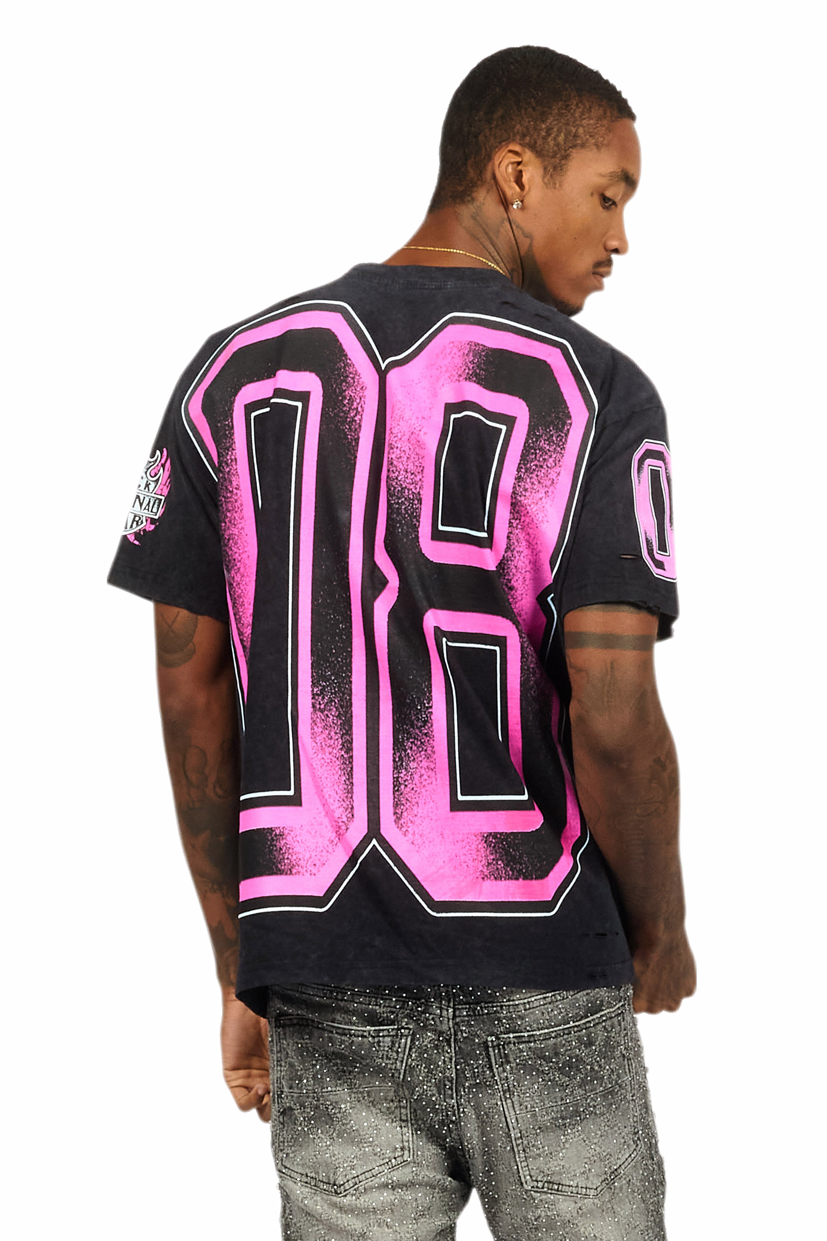 Alim Black Oversized Graphic T-Shirt