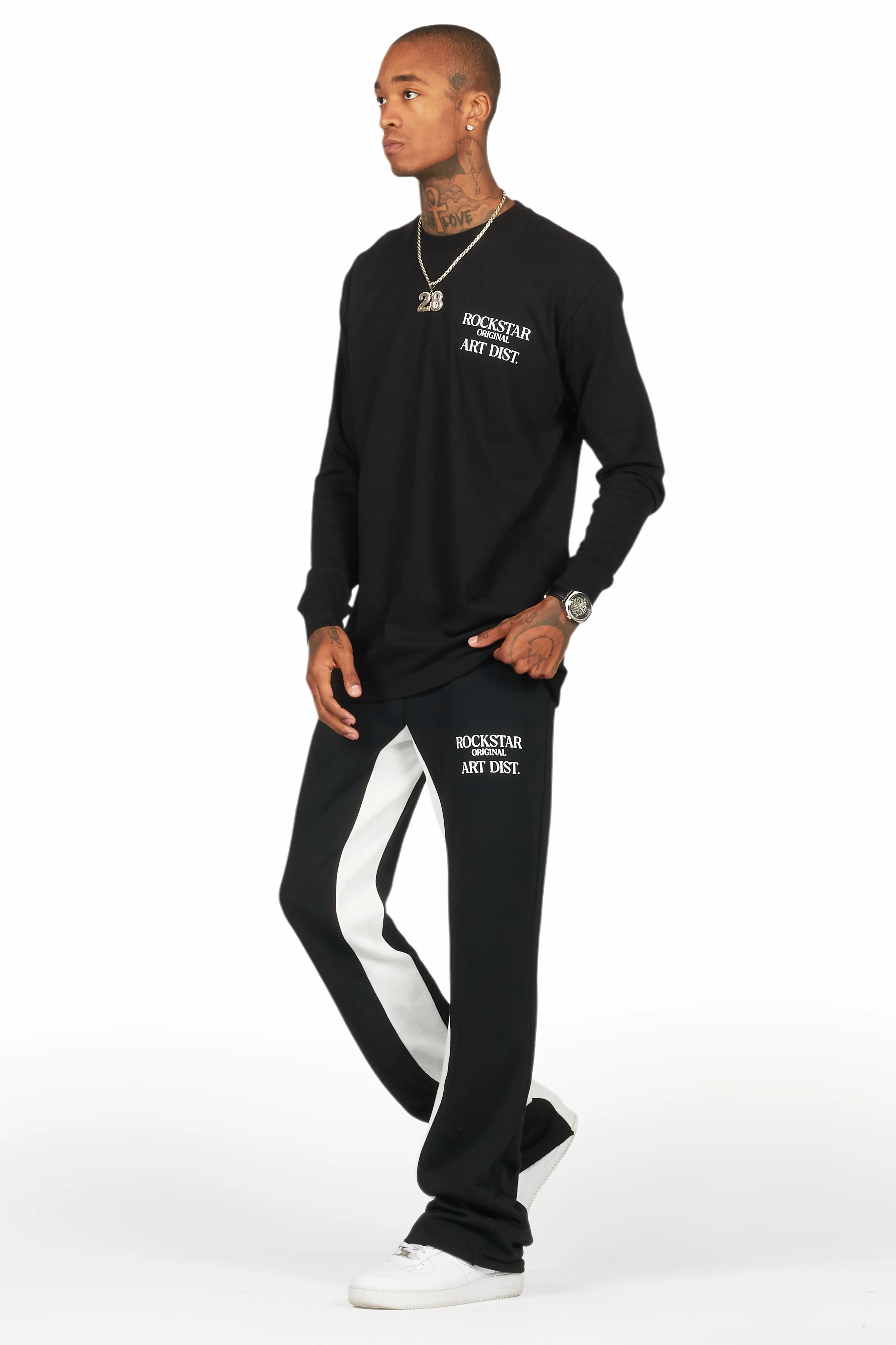 Briggs Black Long Sleeve T-Shirt/Baggy Pant Set