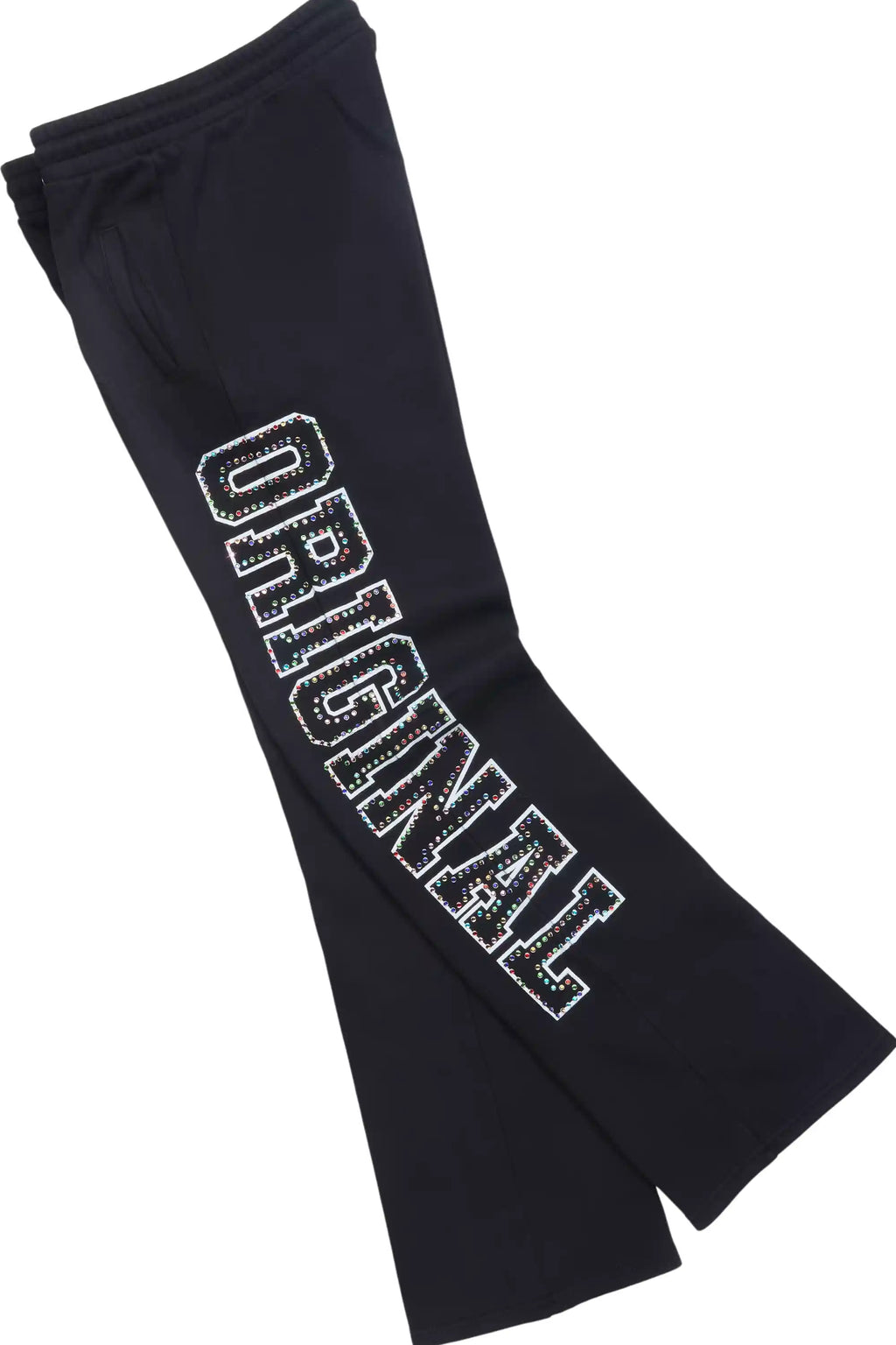 Ustin Black Rhinestone Hoodie Relaxed Track Set