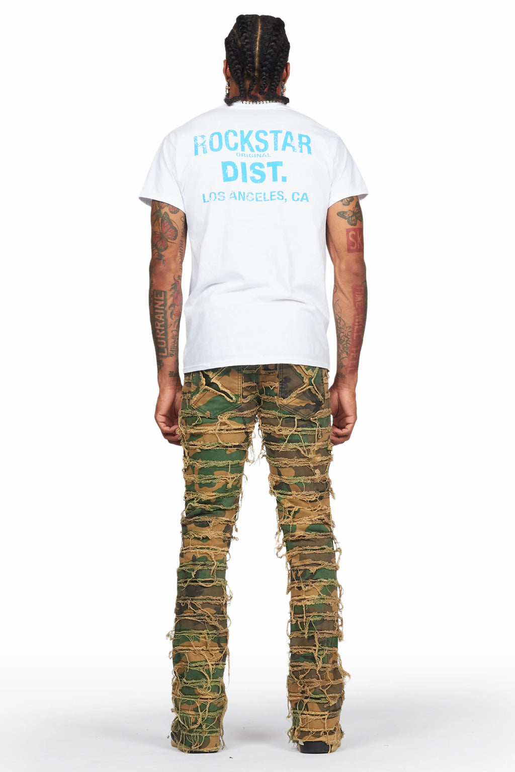 Raith Faded Camo Painter Stacked Flare Jean