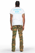 Raith Faded Camo Painter Stacked Flare Jean