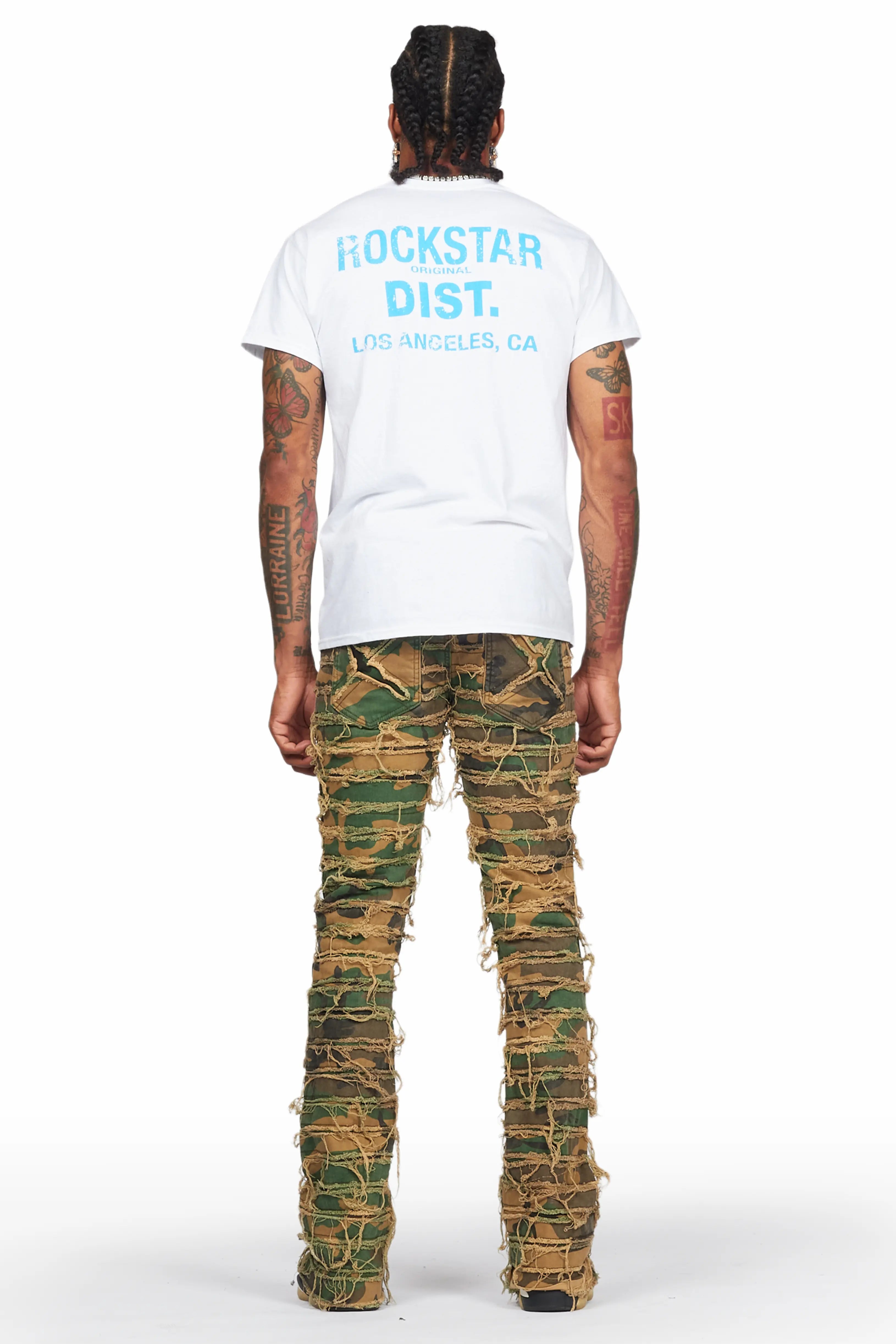 Raith Faded Camo Painter Stacked Flare Jean