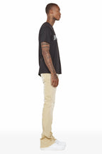 Loreto Khaki Stacked Flare Jean