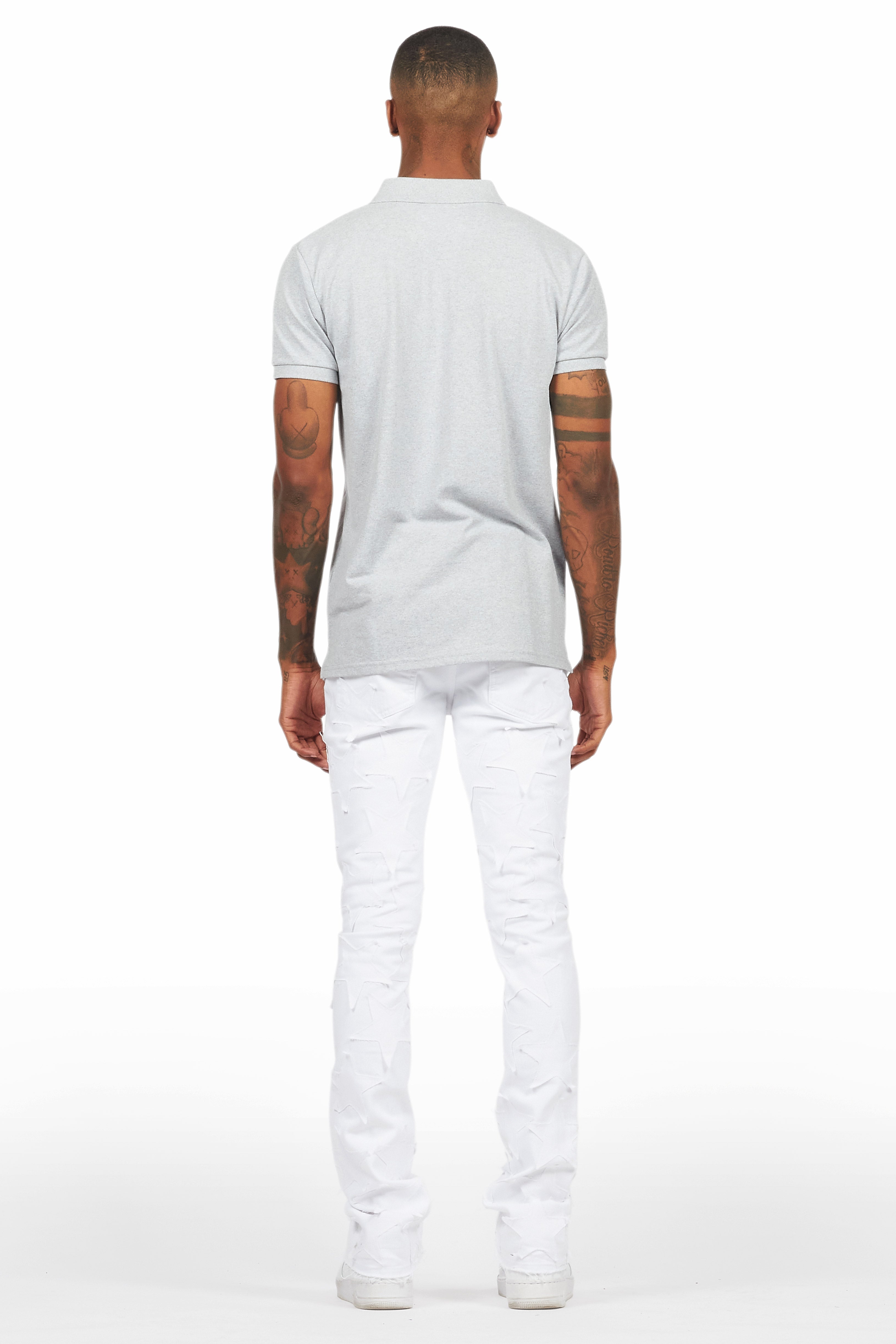 StarLane White Stacked Flare Jean