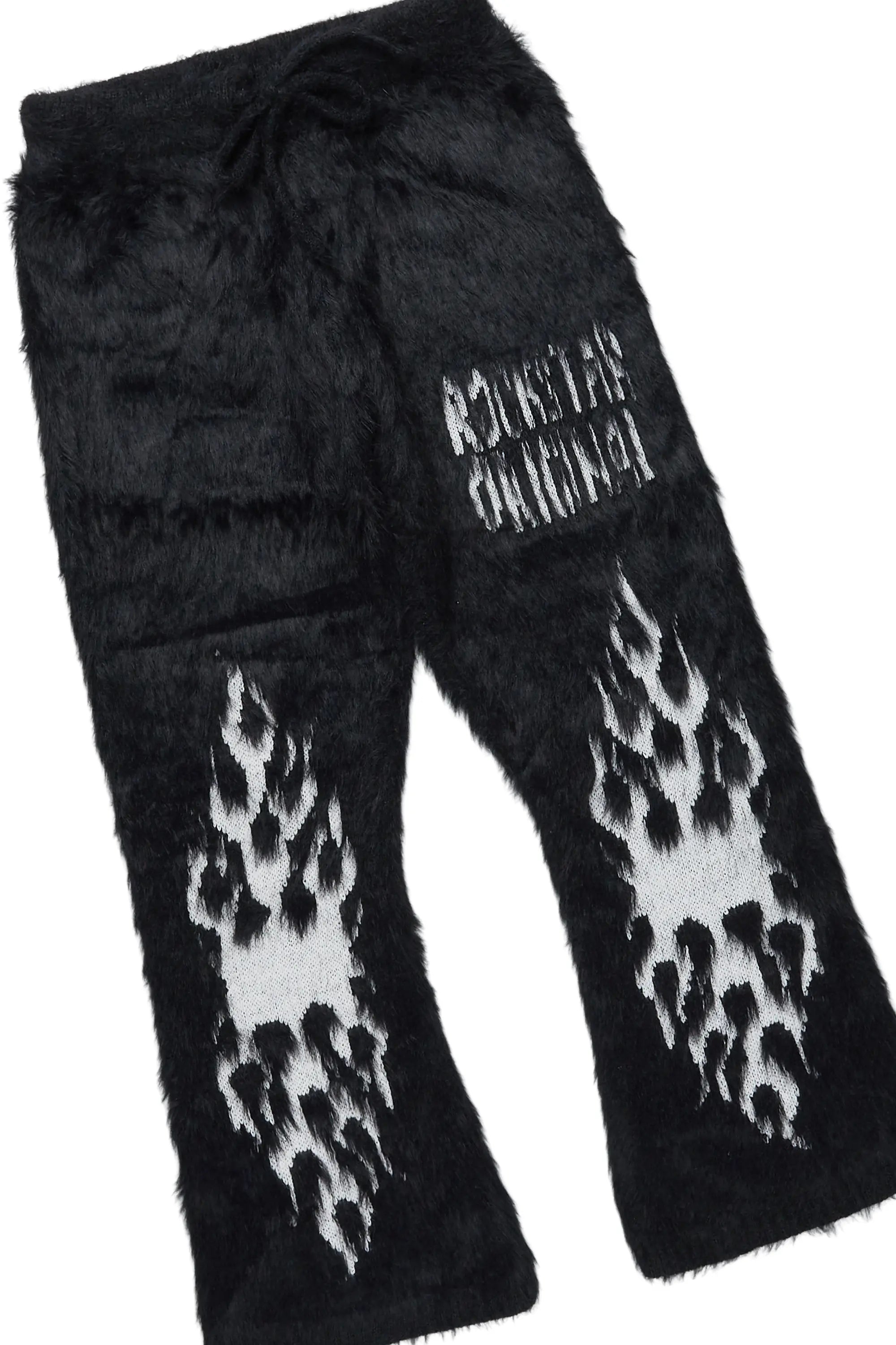 Boys Toshio Black Stacked Flare Knitted Mohair Track Set