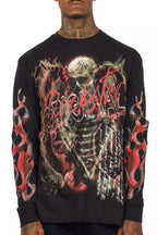 Scipt Black/Red Long Sleeve Graphic T-Shirt
