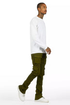 Zaid Olive Stacked Flare Jean