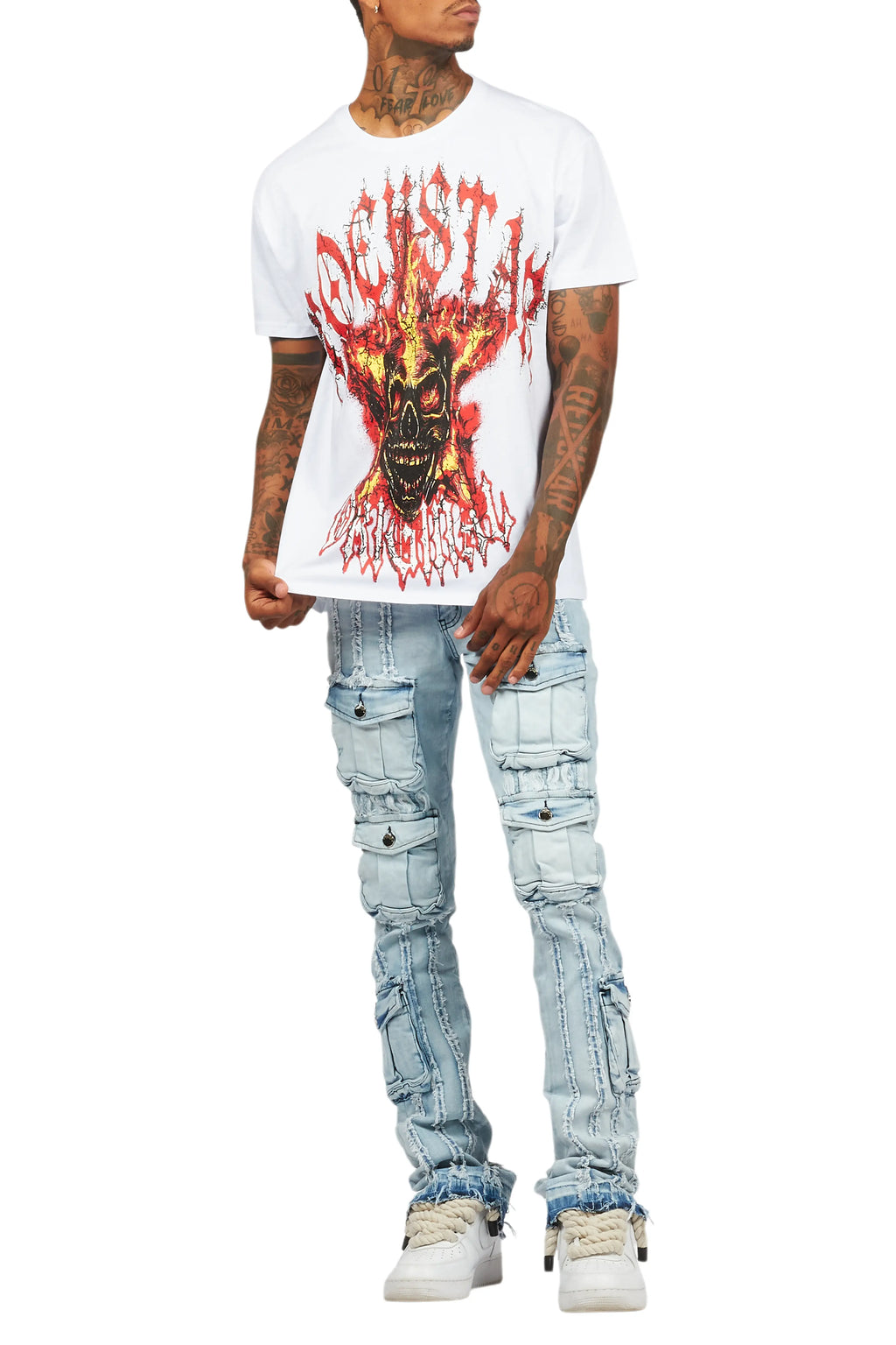 Kalvin White Oversized Graphic T-Shirt