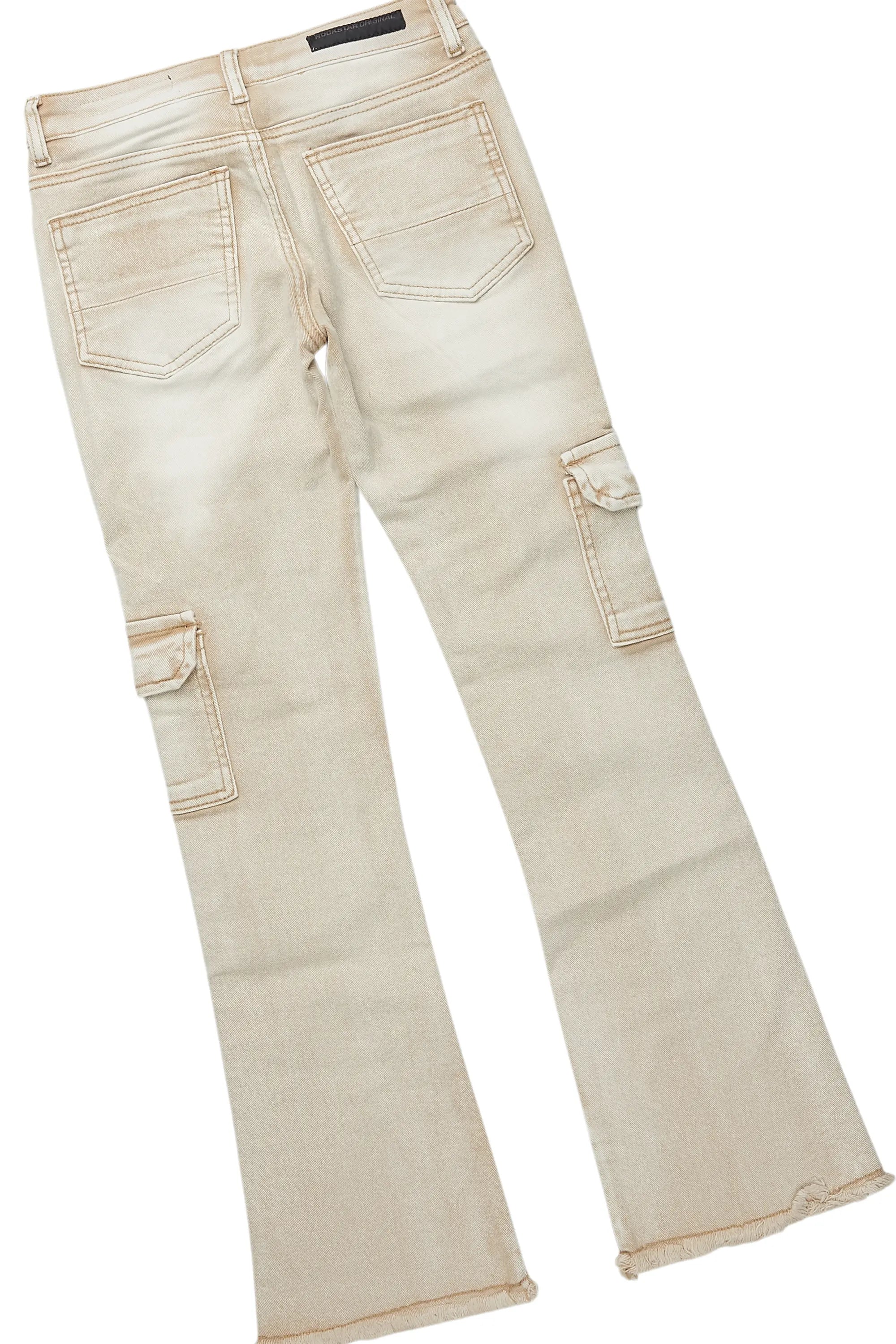 Boys All Eyes Black/Beige Hoodie/Stacked Flare Jean Set