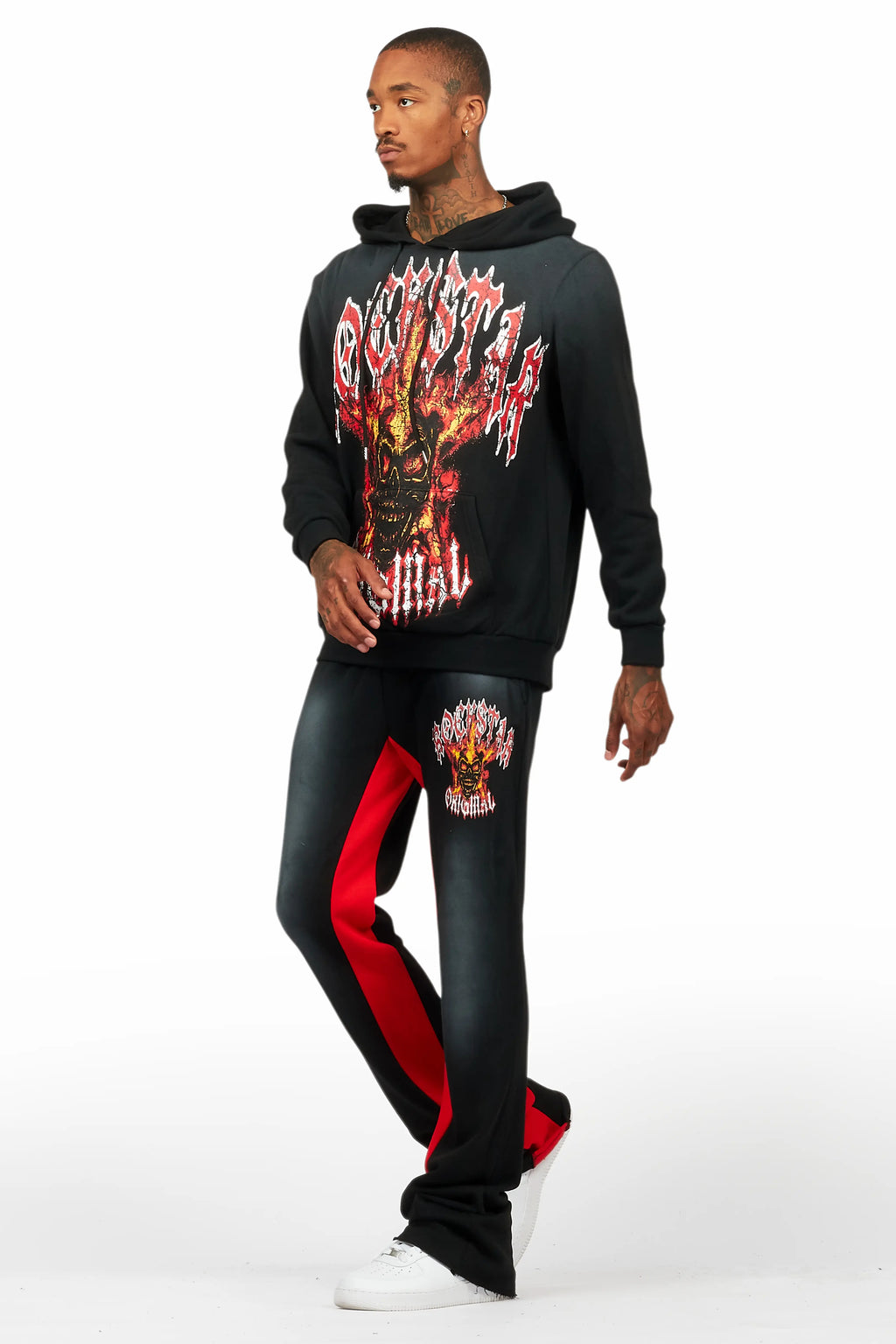 HDStar Black/Red Hoodie/Baggy Track Pant Set