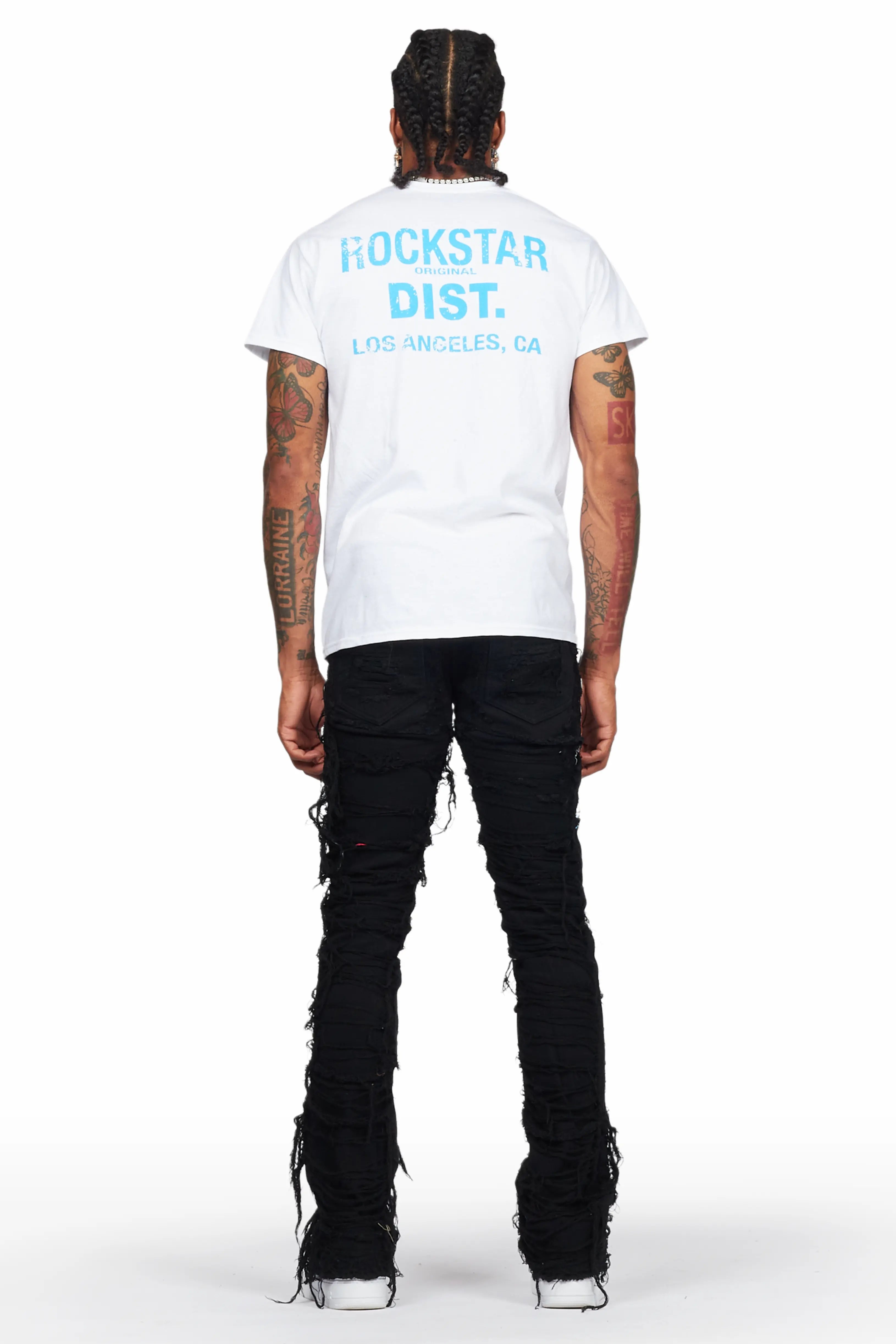 Talasi Black Painter Stacked Flare Jean