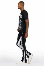 Deathrow Black T-Shirt/Stacked Flare Pant Set