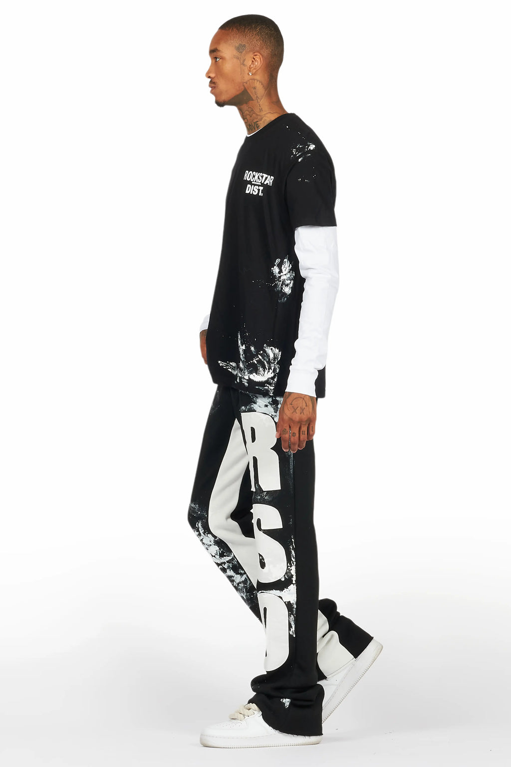 Allard Black/White Double Layer T-Shirt/Baggy Pant Set