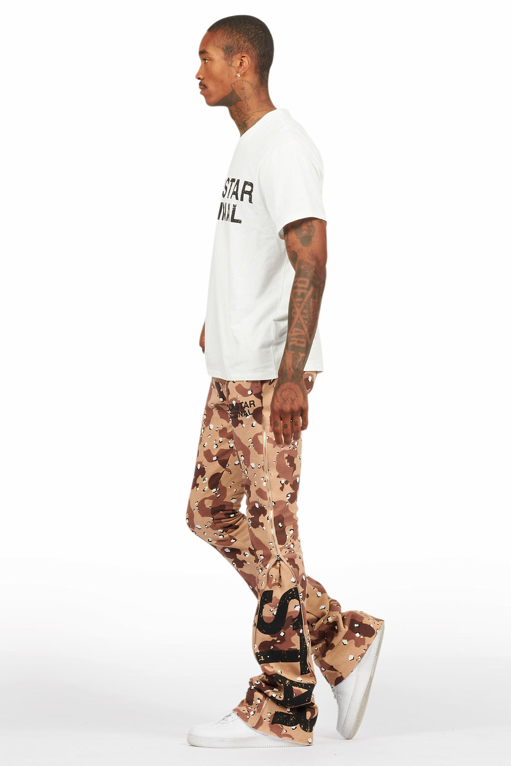 Deniska Desert Camo T-Shirt/Baggy Stacked Flare Track Set