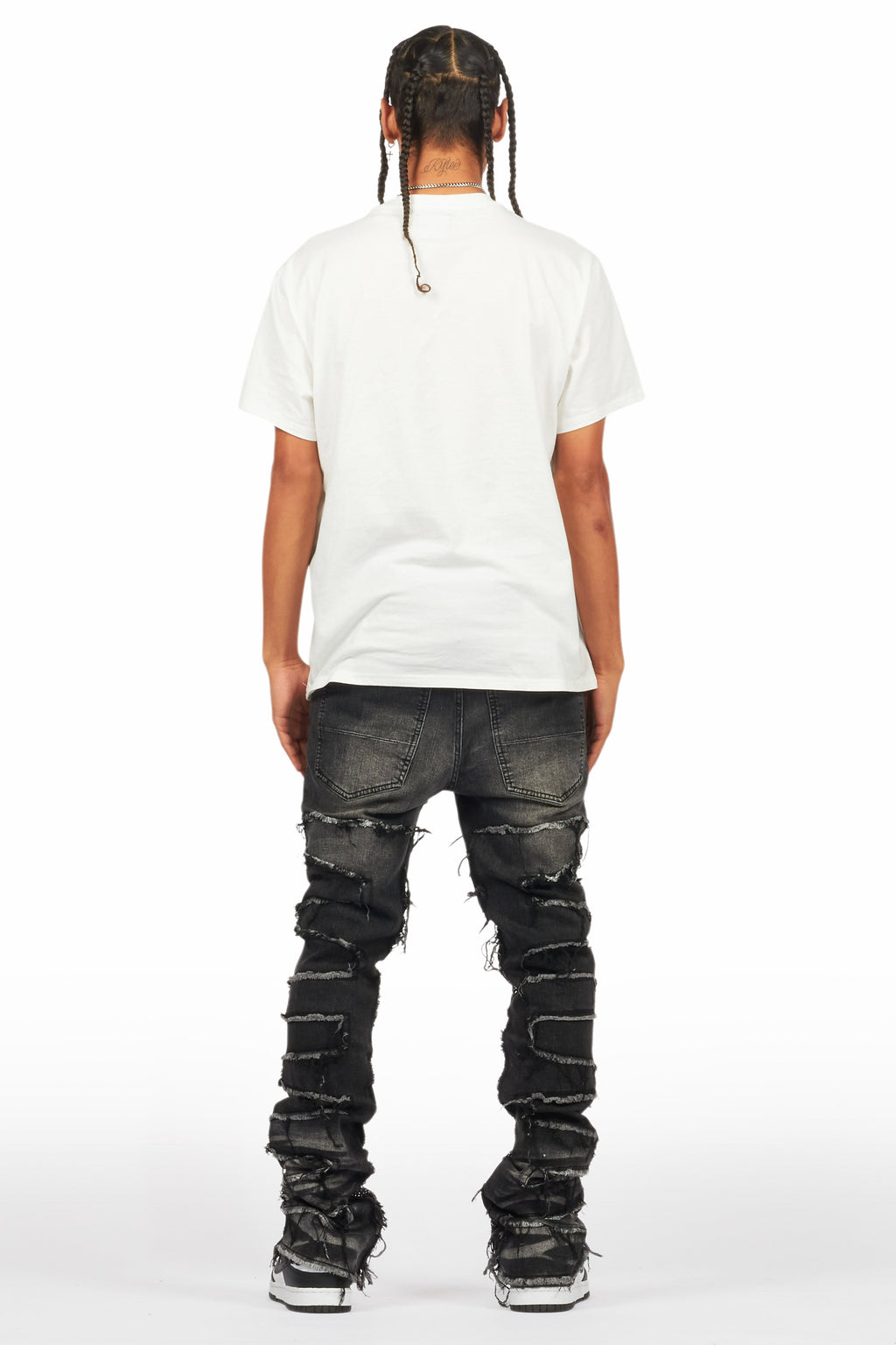 Shake Dark Grey Rhinestone Stacked Flare Jean