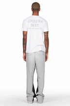 Acotas Grey Patchwork Stacked Baggy Flare Pants