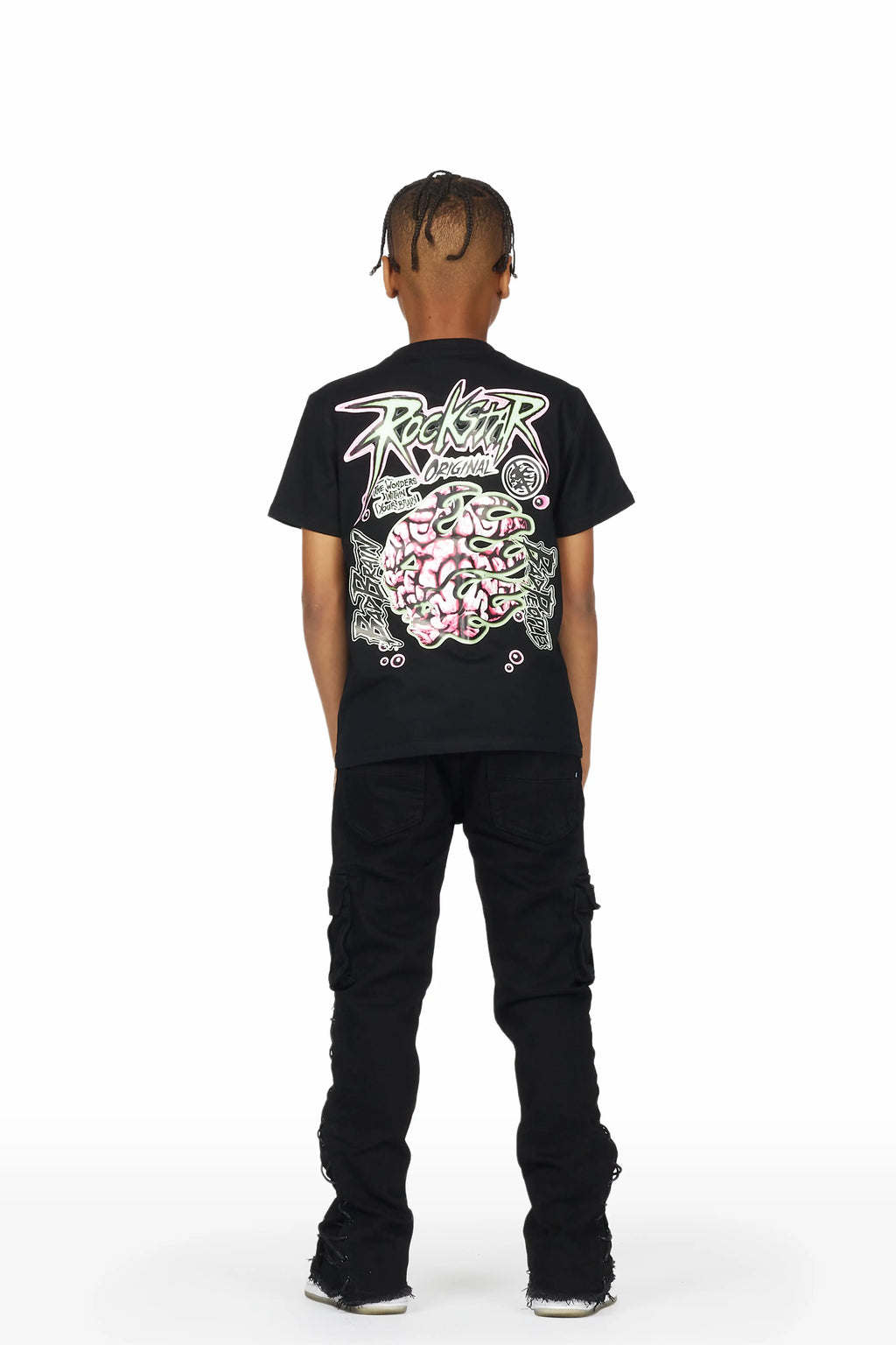 Boys Sylo Black Stacked Flare Jean